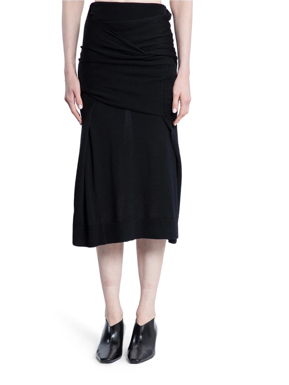NWT TOTEME Draped Black Wool Silk Skirt Women’s Medium